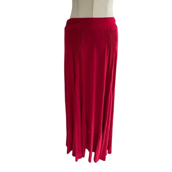 Maeve Red Pink Pleated Maxi Skirt Flowy Boho Size M L casual‎ Vacation Travel - Picture 3 of 9
